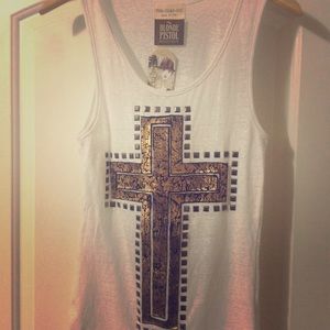 NWT Womens Studded cross tank